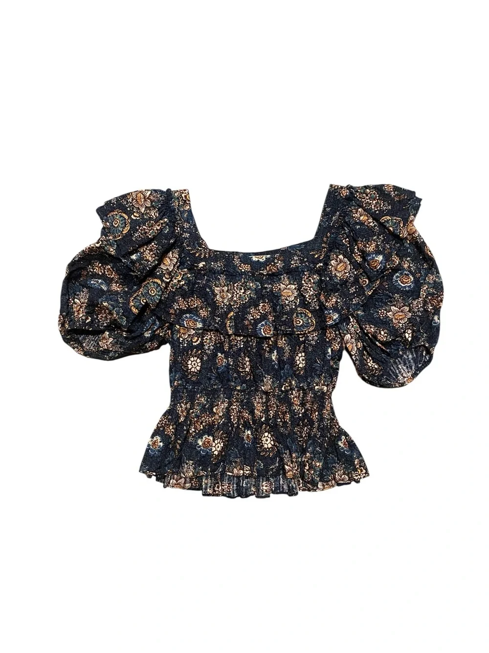 Ulla Johnson Warner floral print square neckline peplum blouse